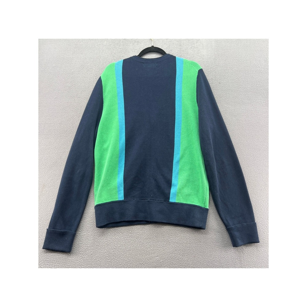 Brooks Brothers Cardigan Sweater Mens L Cotton Navy Green Color Block Stripe - Picture 7 of 10
